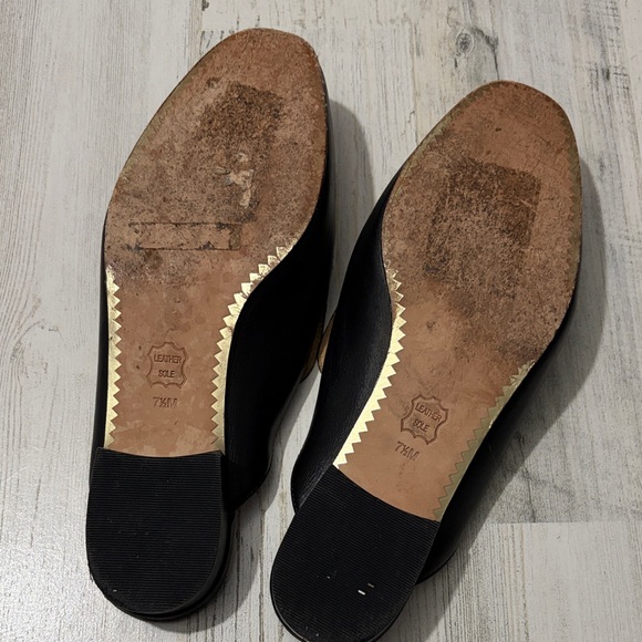 Tory Burch Amelia Black Leather Women's Loafers with Gold Accents Size 7.5 - Picture 10 of 15